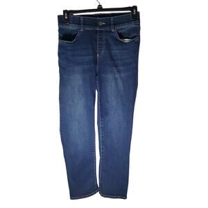 Betabrand Straight Leg Pull-On Yoga Denim Jeans Petite Large Blue (30x29.5)